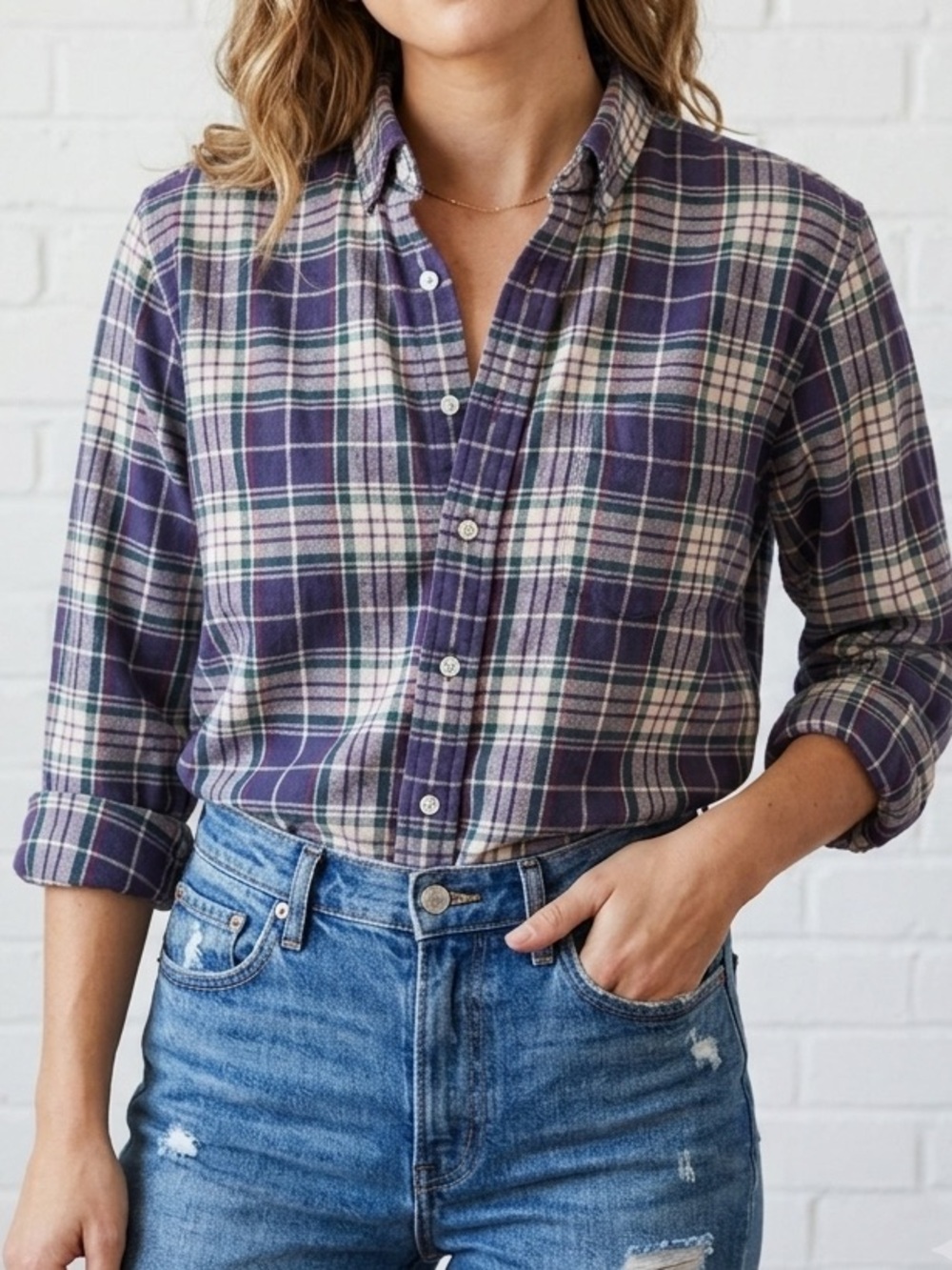 Vintage 90s L.L.Bean Northwoods Plaid Flannel Shirt Women’s Medium Cotton